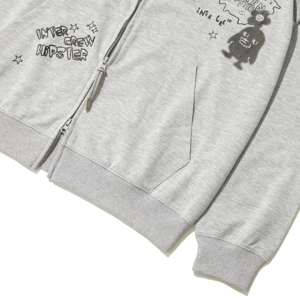 Intercrew Kitsch Hooded Zip-Up Cardigan M Grey Itz3Dh01Amg