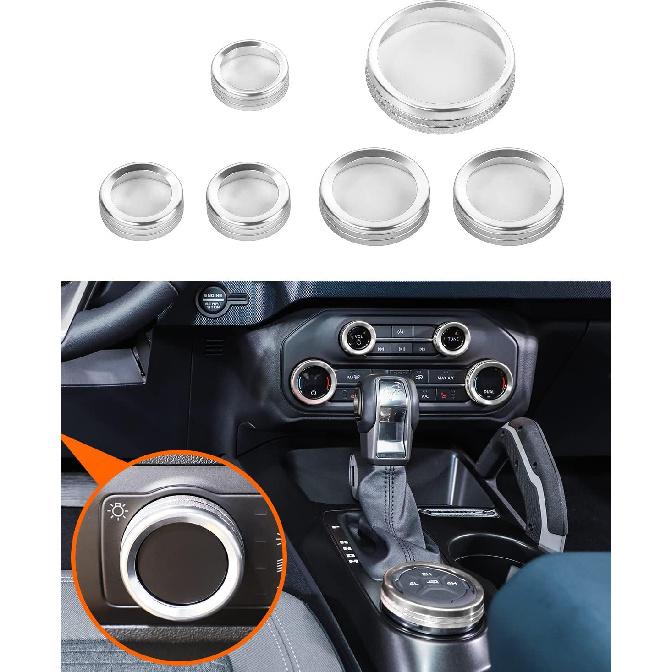 Savadicar CKT01 Billet Aluminum Control Knob Trim Sets, Headlight/4WD/HVAC Climate Control Knob Ring Bezels, Air Conditioner/Radio Switch Cover for