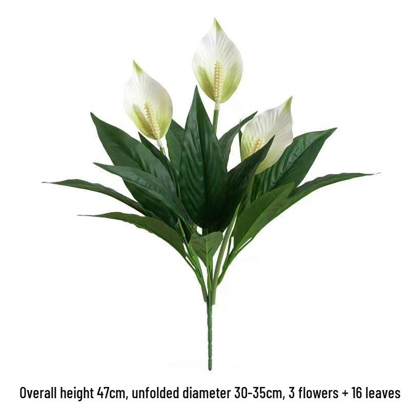 High-End White & Pink Anthurium 3D Printed Green Plant Artificial Flower Desktop Ornament