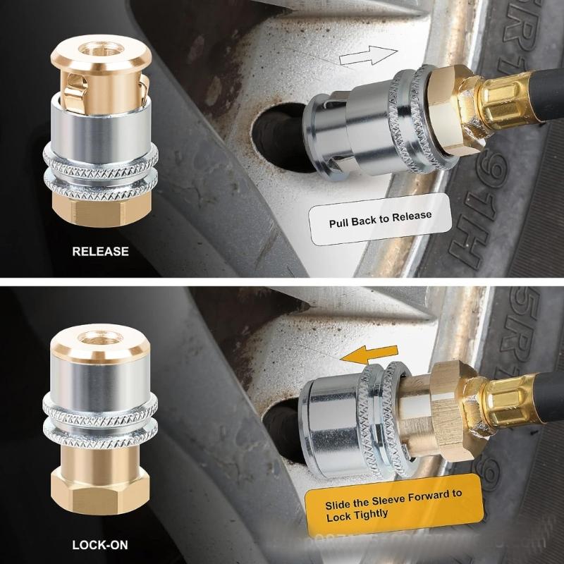  Locking Tire Inflator Chuck Brass Tire Air Chuck for Secure & Efficient Inflation for Various Pumps Interfaces