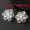 Trendy Exaggerated 2-layer Metal Flower Clip On Earrings for Women Retro Dimensional Hollow Zircon Earrings Statement Jewelry