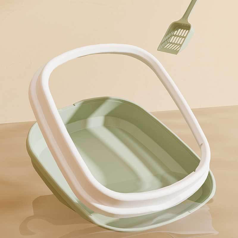 Extra Large Semi-Enclosed Anti-Splash Cat Litter Box, Plastic Pet Toilet