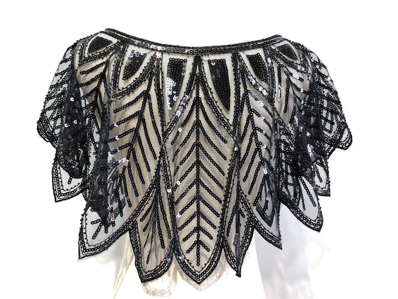 Women's Sequin Beaded Mesh Shawl Bolero - Stylish Outerwear for Dance and Evening Gowns