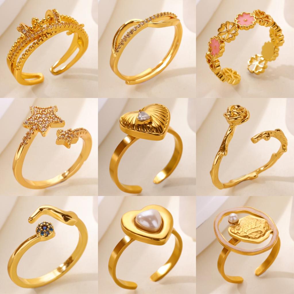 New Full Diamond Geometric Heart Ring Women's Niche Design Sense Exquisite Open Ring Temperament Versatile Personality Index Finger Ring