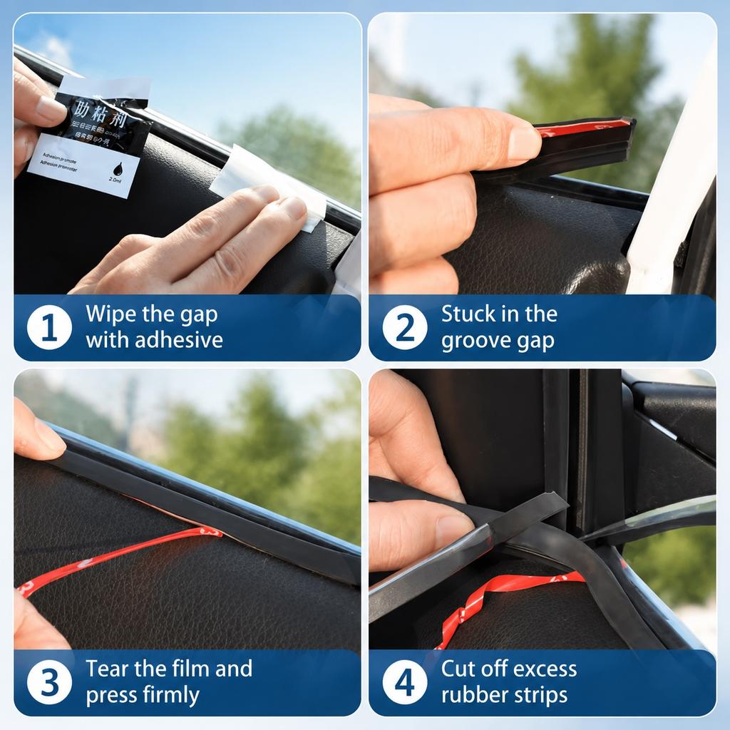 7-Shape Fishbone Texture Car Seal Strip Auto Door Gap Noise Reduction Gasket Weatherproof Dustproof Waterproof Rubber Bar Interior Mirrors 6