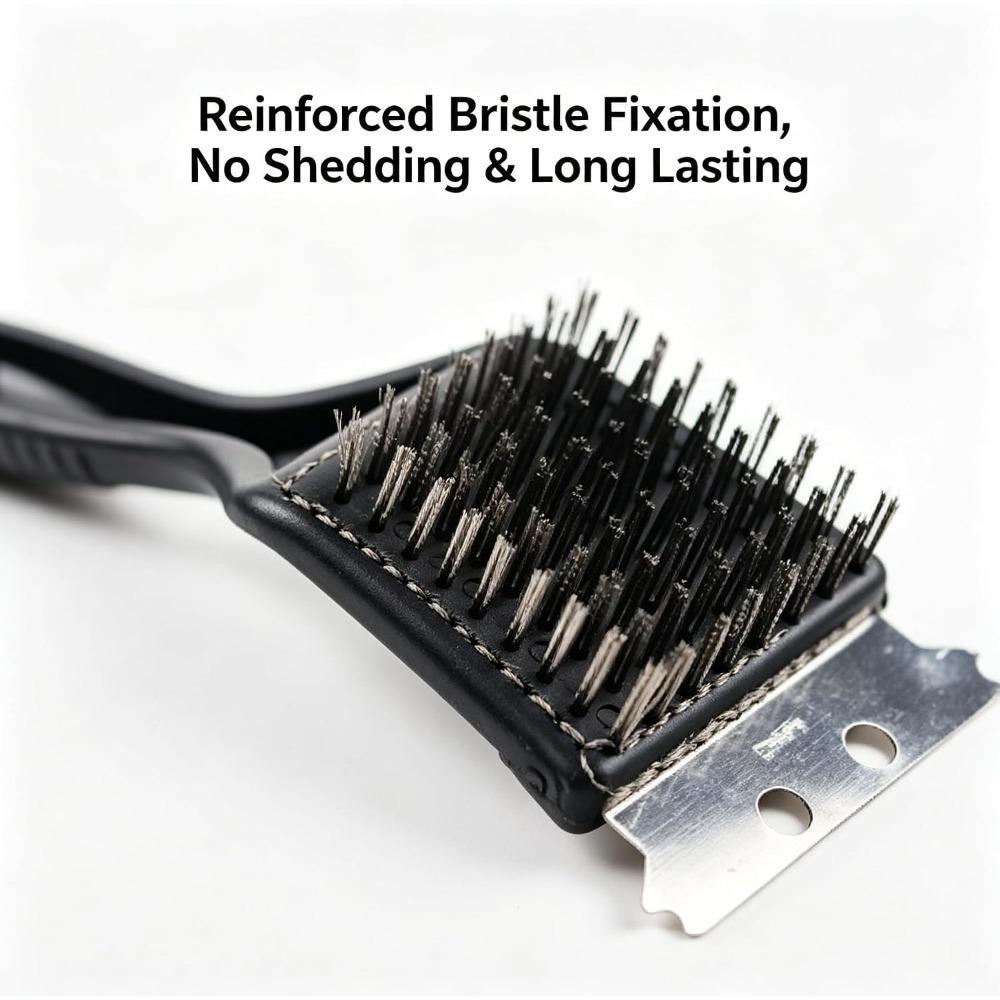 BBQ Brush, Heavy-duty Metal Bristle Cleaner for Outdoor Grilling, Ergonomic Handle BBQ Tool with Pointed Tail (1 Piece)