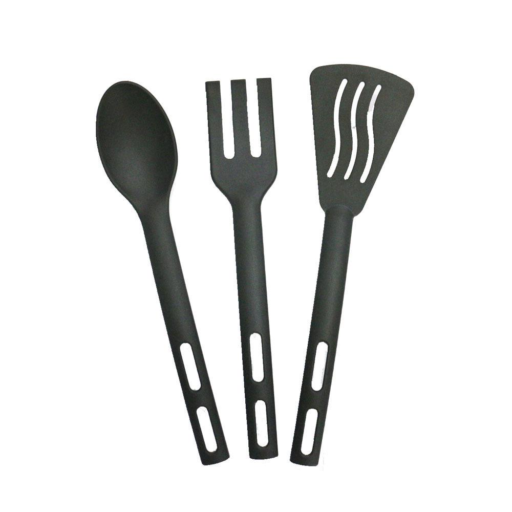 Children's 3-Piece Small Plastic Nylon Kitchenware Set: Slotted Spoon & Fork for Portable Travel & Camping