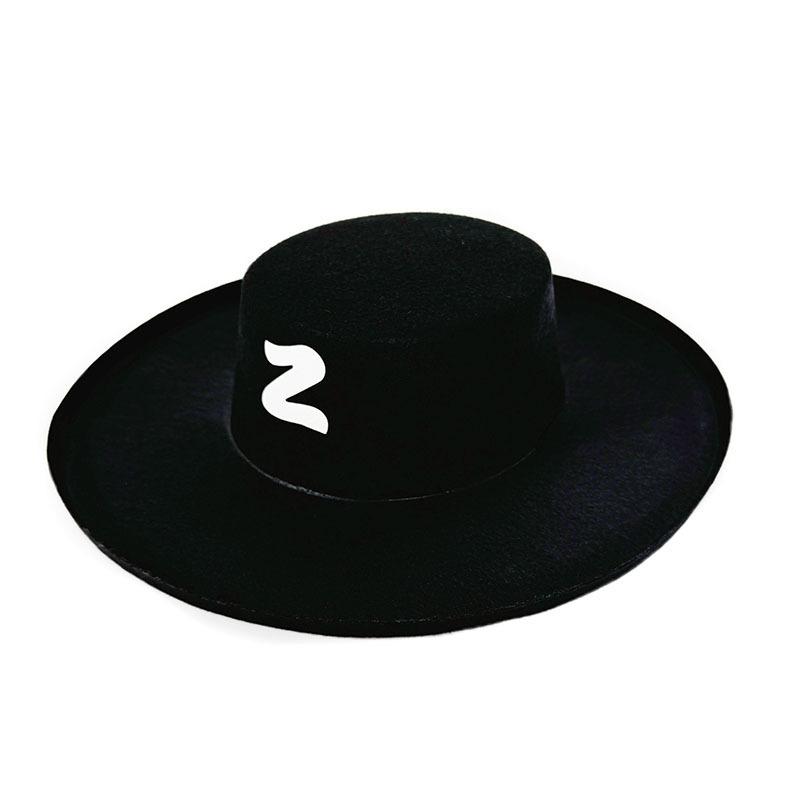 Halloween Zorro hat, big-brimmed top hat, Zorro felt hat, black masked man cosplay Zorro hat