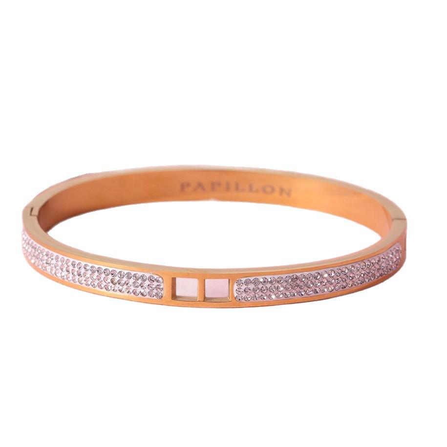 European H-Style Stainless Steel Diamond Inlaid Women's Bracelet: Fashionable, Light, and Luxurious