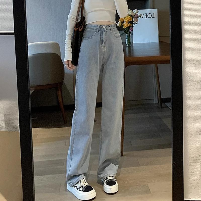 Woman Vintage Wide Leg Jeans Girls High Waist Pants Female Fashion Retro Denim Trousers