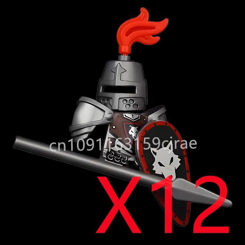 Kompatybilne MOC Średniowieczne Klocki Budowlane Postacie Żołnierze Smoczy Rycerze Czarny Lew Orzeł Zabawka Prezent Klocki Rolnik Żołnierz X048