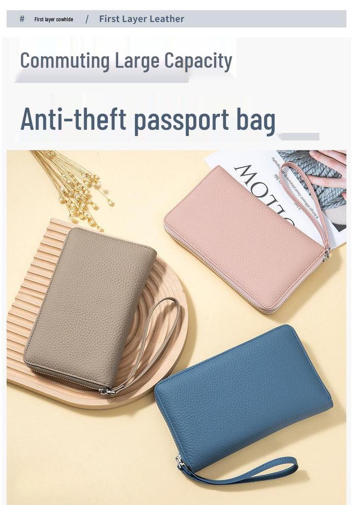Genuine Leather Women's Anti-Theft Passport Holder & Large Capacity Wallet