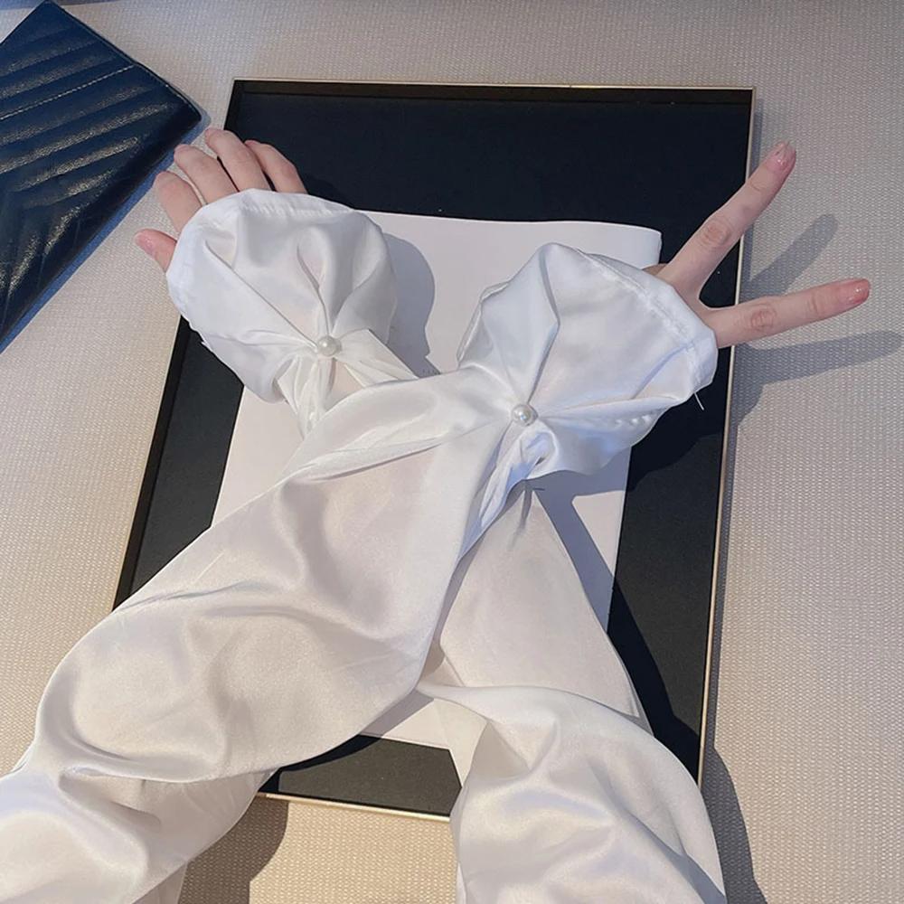 Thin Breathable Long Arm Sleeves Sun Protection Yarn Arm Sunscreen Covers Women
