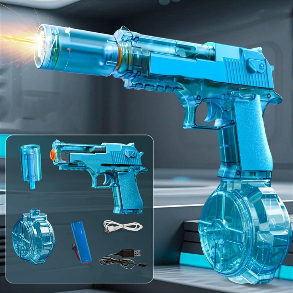 Electric Water Gun Toy for Kids and Adults Summer Outdoor Pool Beach Backyard Water Fight Game Essential Water Blaster with Drum Magazine