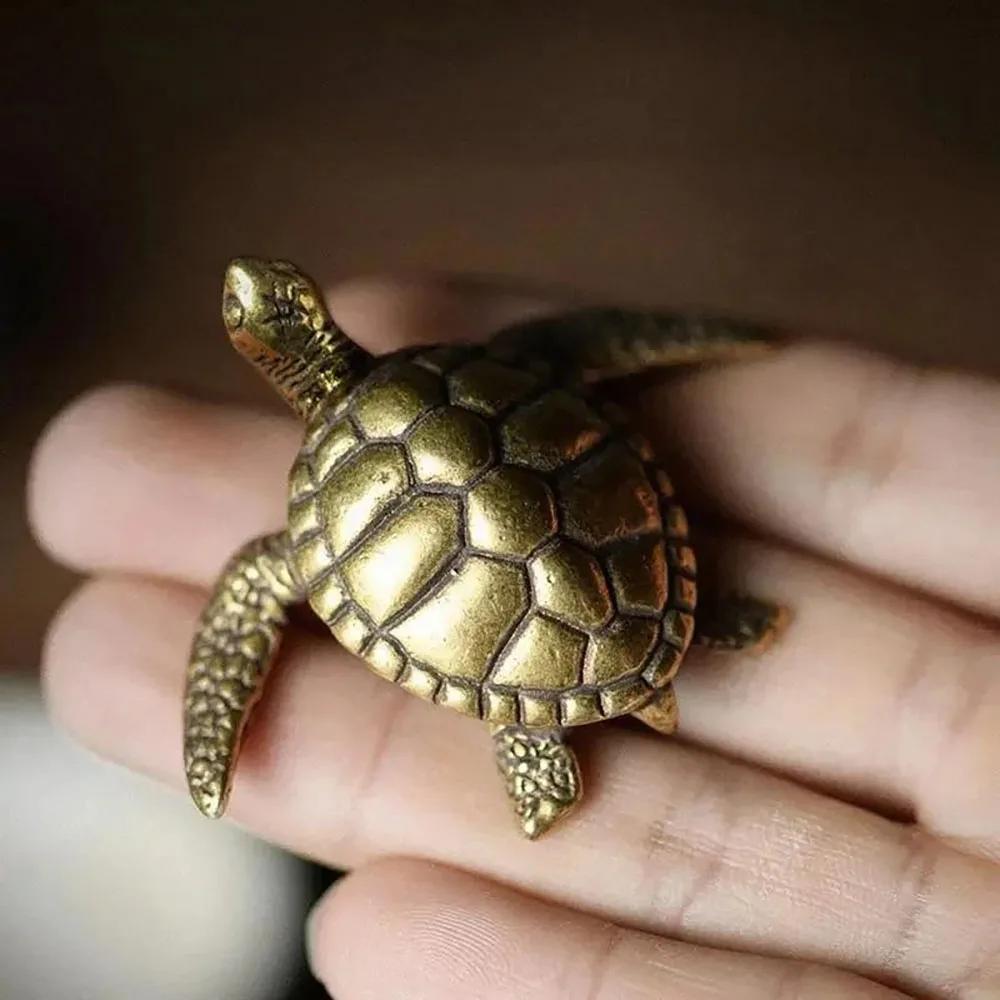 

Латунная Черепаха Маленькие Домашние Декоративные Украшения Чистая Цельная Медь Антикварные Миниатюрные Фигурки Животных Поделки Офисные Настольные Украшения