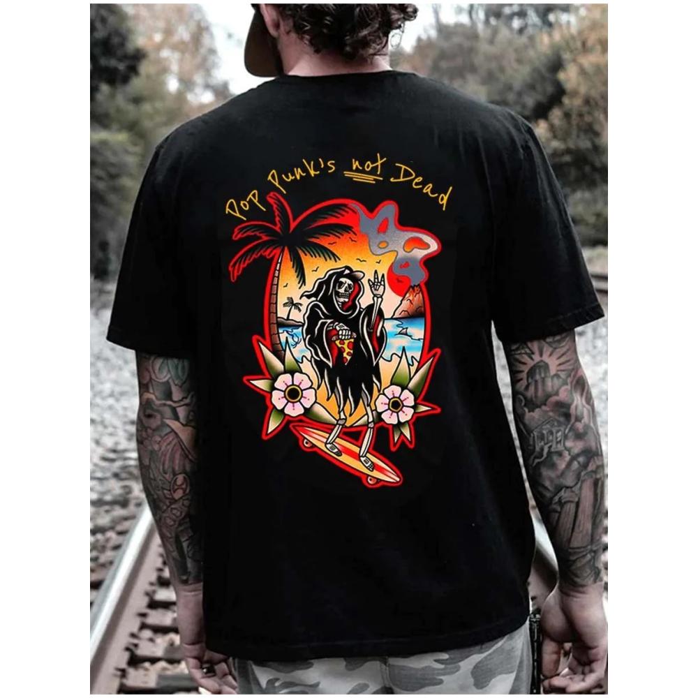 Men's T-shirt Japan Print Short Sleeve T Shirt For Men 3D Tops Tees Vintage Street Clothing Oversized Tee Shirt Man Clothes