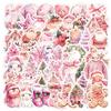 Waterproof Pink Christmas Doodle Stickers, 50/100 Sheets - Decorative Cartoon Stickers for Water Bottles and Phones