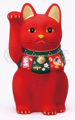 Yakushi Kiln Lucky Lucky Cat Lucky Ornament Interior Red/Large [7869]