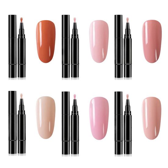 1/6 db Körömlakk Toll 3 az 1-ben Gyorsan Száradó Hosszú Ideig Tartó Magas Fényű DIY Manikűr Körömfestés Természetes Nude Nőknek Lányoknak Körömre Lábkörömre Gél Lakk Toll