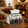 1pc Rustic Farmhouse Winter Tissue Box - Plaid Pine Tree Forest Napkin Storage Box, Suitable for Rolls/facial Tissues/single Sheets,available for Chri