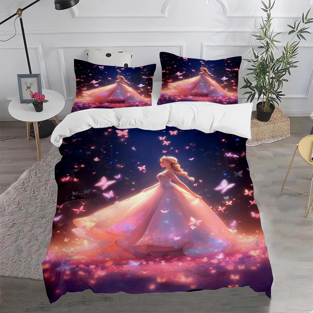 Princess Duvet Cover Set Pretty Girls King Paris Themed Bedding Set Polyester Cityscape Romantic Pink