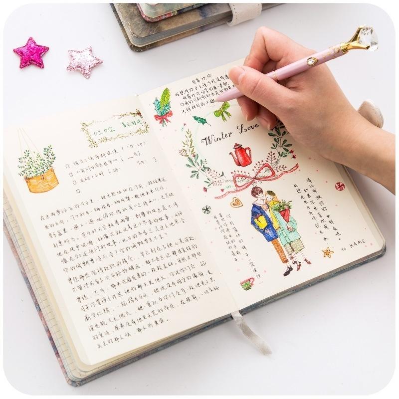 Kawaii Vintage Flower Notebook Journal Diary Weekly Planner Organizer Paper Notepad A5 Four Inner Pages