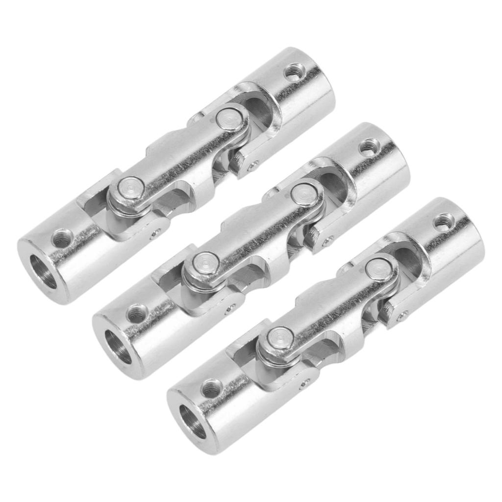 3Pcs 6mm to 6mm Inner Dia 2 Section Rotatable U Joint Coupler Metal Steel Universal Steering Shaft