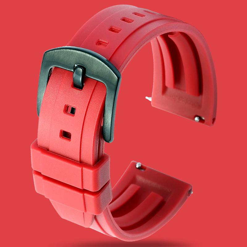 Óraszíj Minőségi gumi óraszíj 18mm 20mm 22mm 24mm Sport óraszíj Fekete zöld csuklópánt gyorskioldó rugós rúddal