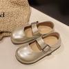 New Inner Height Increase Square Head Ballet Single Shoes Retro Small Leather Shoes Literary Style One Word Buckle Mary Jane Shoes