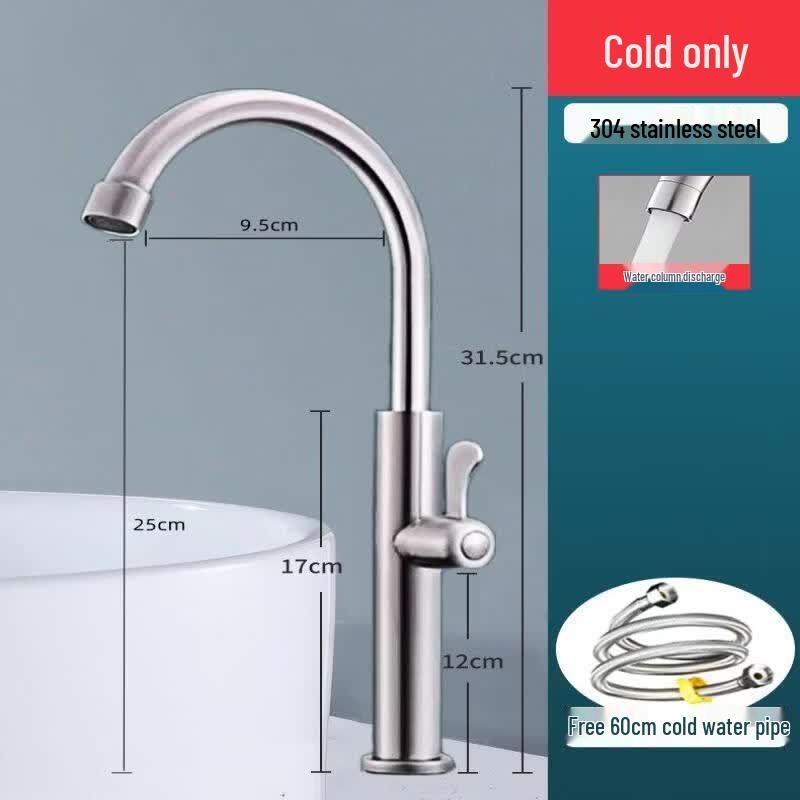 TLXT Stainless Steel Tall Bathroom Basin Faucet