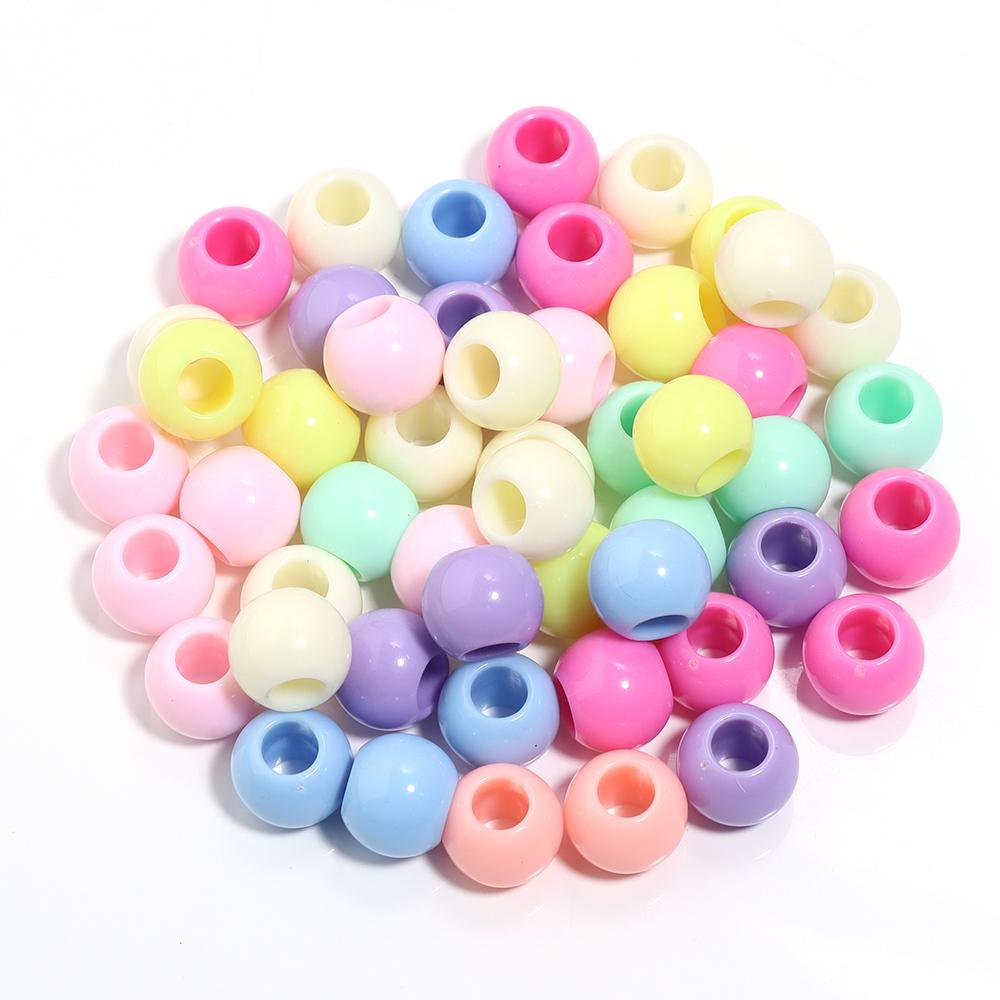 10-200pcs Acrylic Big Hole Beads Candy Color Round Loose Beads for DIY Jewelry Making Bracelets Necklace Keychain Accessories
