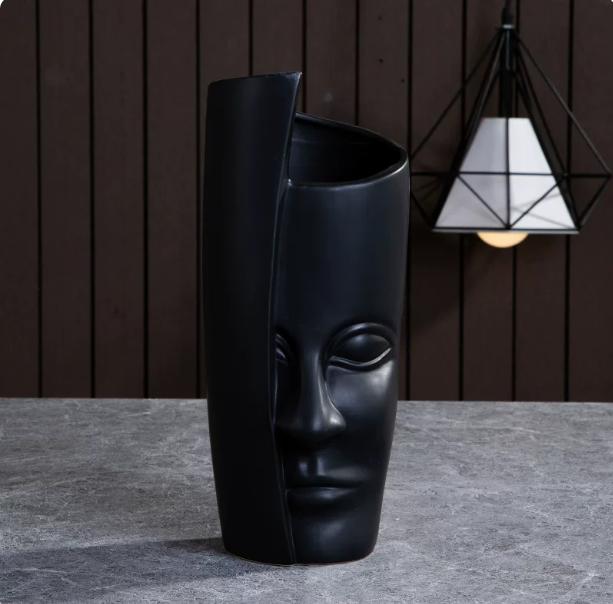 Scandinavian White Ceramic Vase Decoration Home Decoration Crafts Modern Interior Decoration Countertop Vase Art Face Shape Vase
