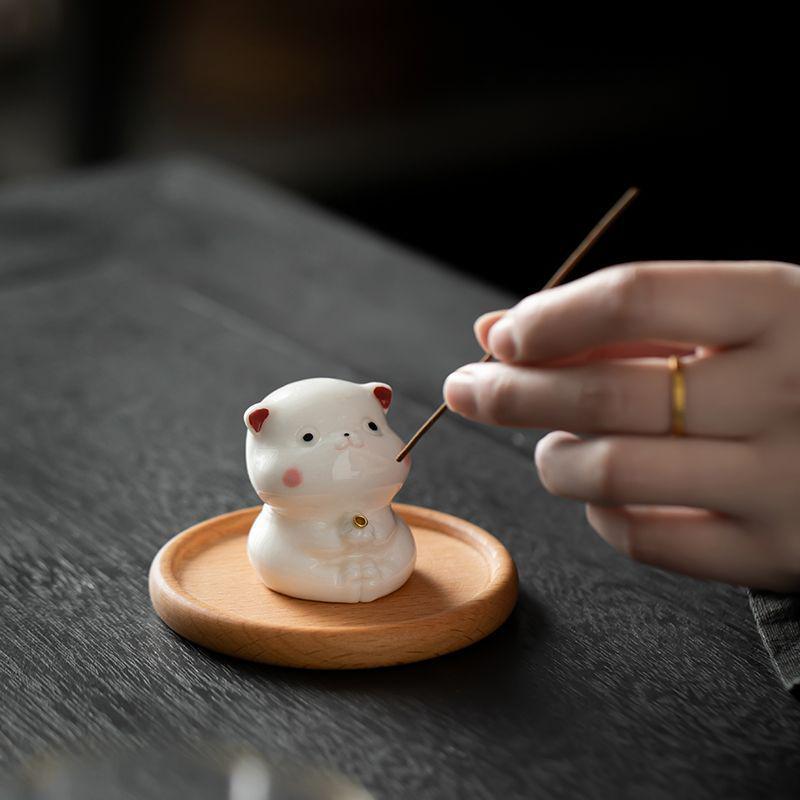 Creative Cute Kitten Ceramic Incense Holder and Burner