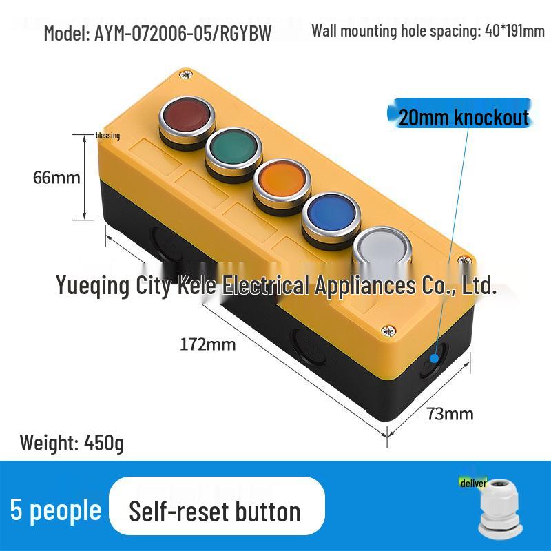 Waterproof Emergency Stop Control Box with Indicator Lights (2-3 Hole)