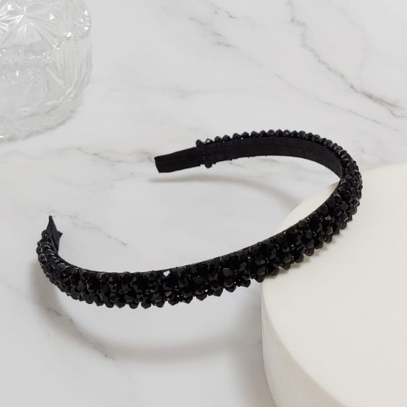 LALA Handmade Crystal Bead Hairband - Black