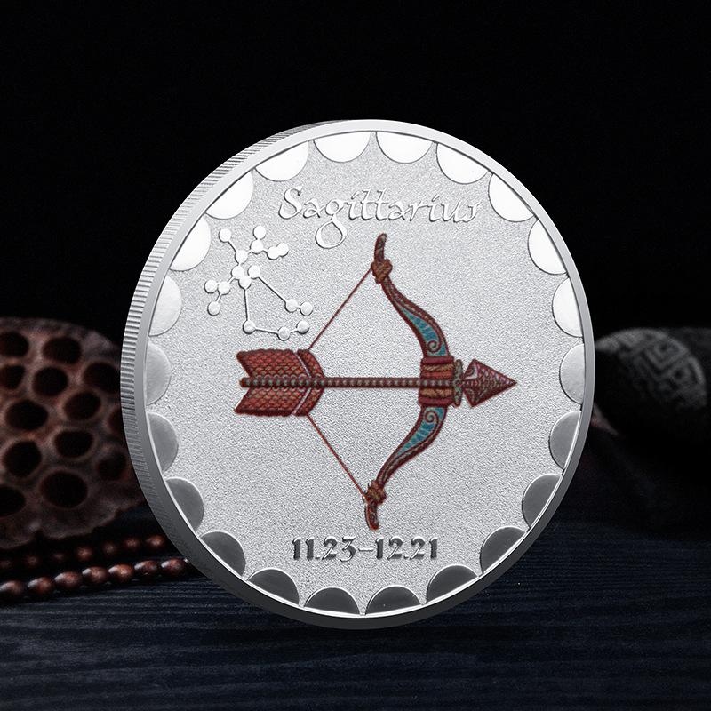 Twelve Constellation Commemorative Coins, European and American, Sun and Moon Gods, Lucky, Colorful, Constellation Enthusiasts, Collected Silver Coins