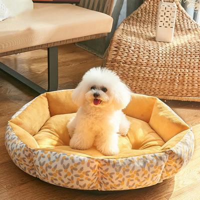 Pet Octagonal Nest Four Seasons Universal Print Dog Cushion Sofa House Kitten Bed Winter Warm Pet Supplies Small Dog Accessories