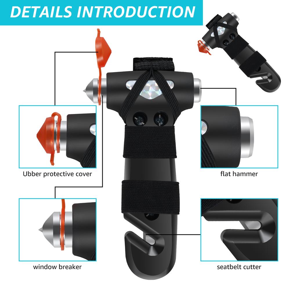 2PCS Auto Notfall Glas Fenster Zertrümmerer Auto Sicherheit Hammer mit Sitz Gürtel Cuttercar Rettungs Werkzeug Notfall Flucht Werkzeug