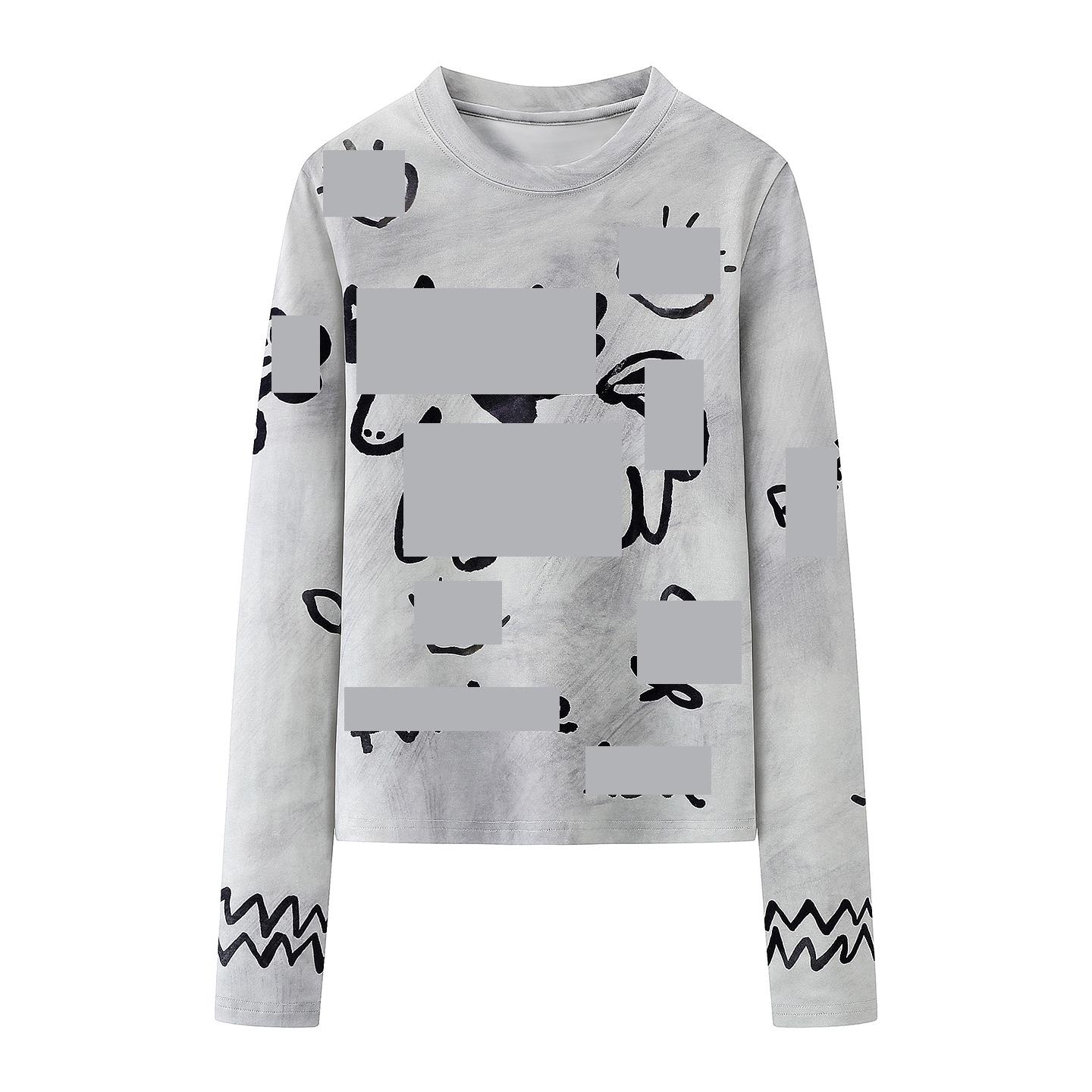 2026 Spring Women s New Year Cartoon Horse Print Base Layer Top - Style 2610Z18307 Small серый