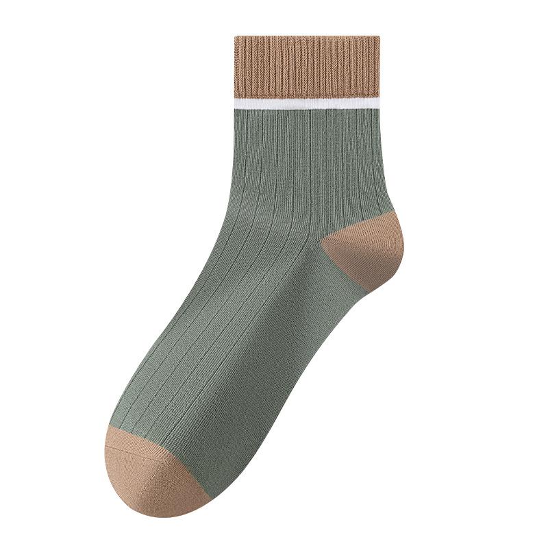 Men's Autumn and Winter Color-matched Mid-calf Socks, Casual Long Socks, Breathable, Anti-slip and Sweat-absorbing Cotton Socks