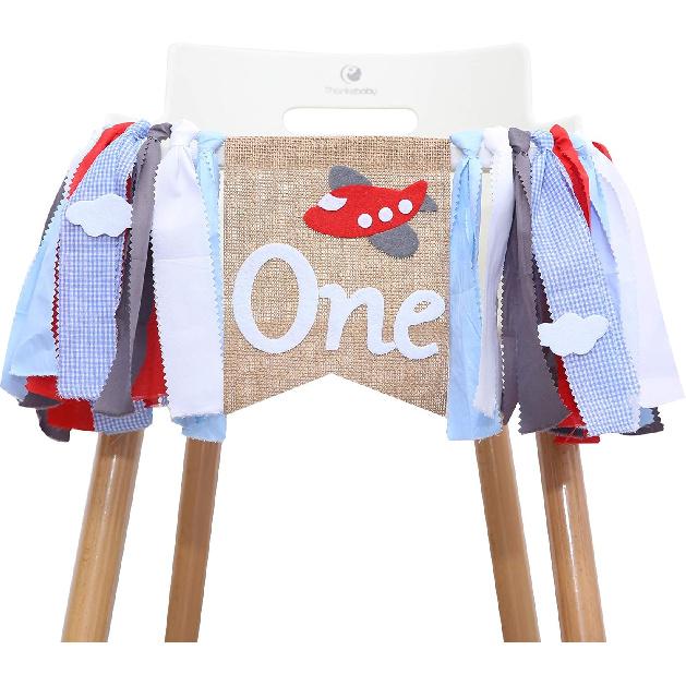 Airplane Highchair Banner for 1st Birthday - First Birthday Decor, Photo Booth Props, Best Party Supplies