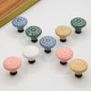 Single Hole Round Ceramic Knob Handle Flower Surface Cabinet Kitchen Door Drawer Handles Dresser Knobs Pulls Furniture Hardware