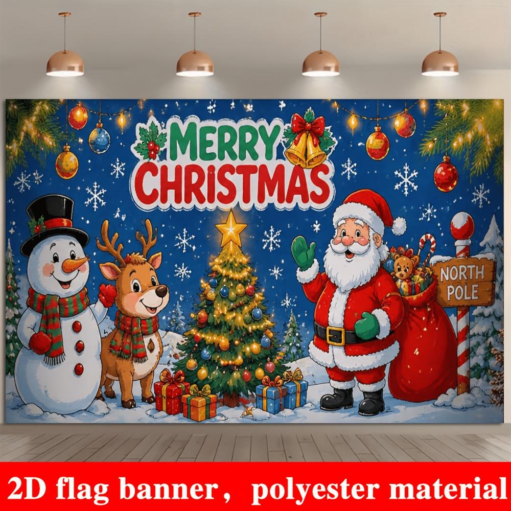 1Pcs Santa Snowman Reindeer Christmas Tree Decoration Background Xmas Backdrop Decorations For Photo Studio Photo Booth Party