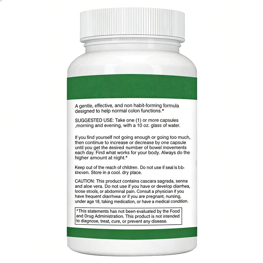 Pslalae Capsules naturelles de nettoyage intestinal, contenant de la cosse de psyllium et de la feuille de séné, soulagent les ballonnements et nettoient le tube digestif.