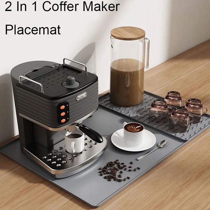 Coffee Mat Tables Silicone Kitchen Mat Non-slip Coffee Machines Bar Mat For Drying Dishes Home Cafe Cup Drying Table Pad серый