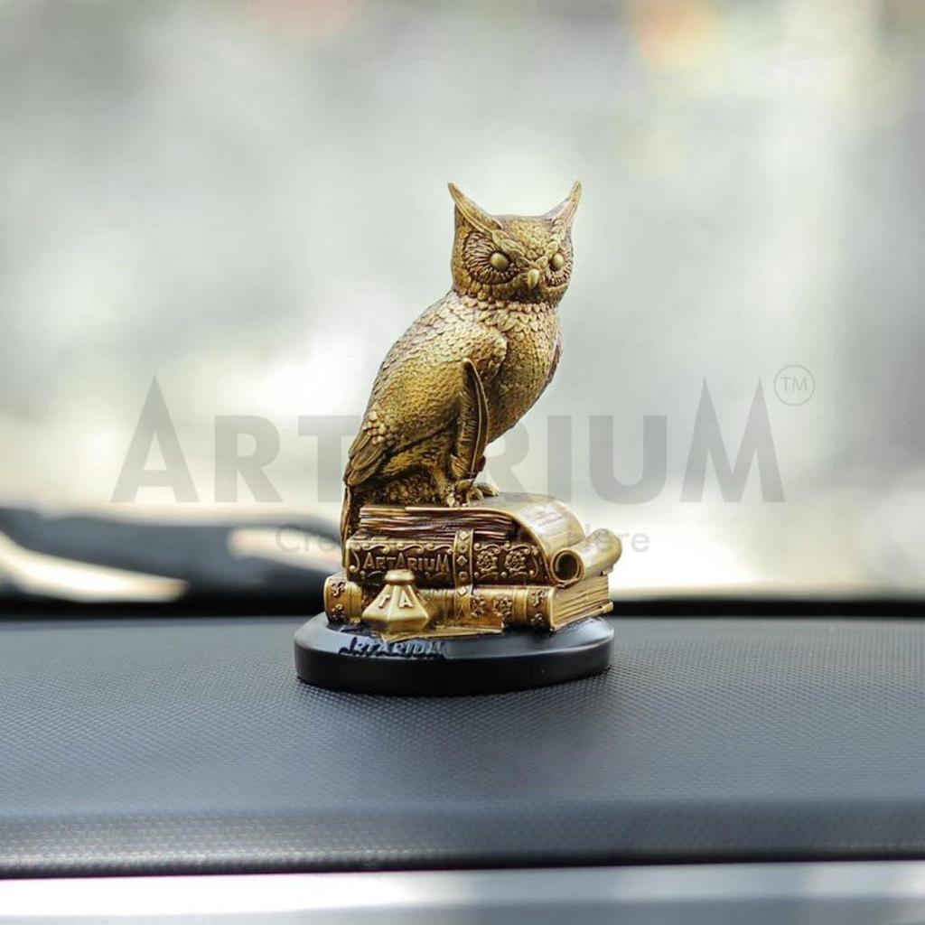 Fengshui Owl Statue Horned Owl of Wisdom Decorative Owl Showpiece Bird Statue for Car Dashboard Home Decor Living Room Decoration