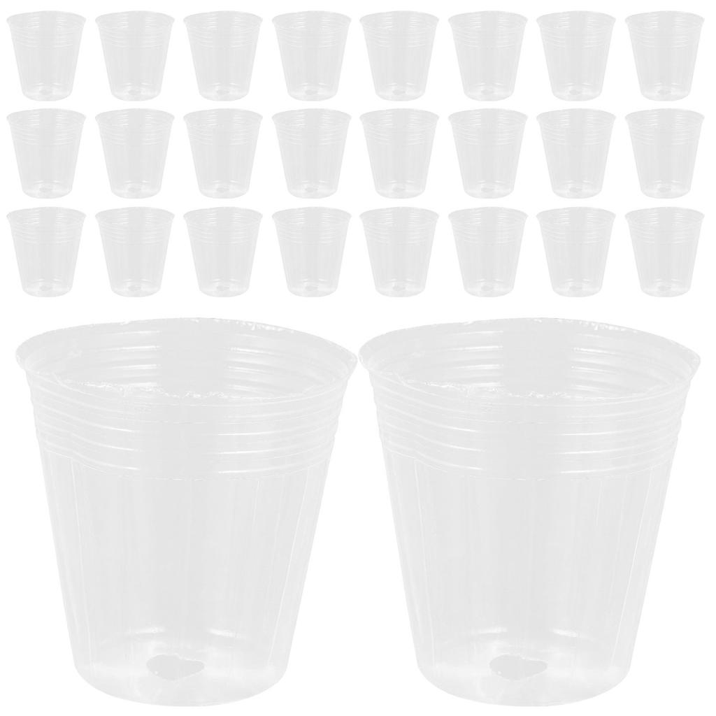 50Pcs Plastic Plant Nursery Pots Clear Small Seedling Pots with Drainage Holes for Succulent Orchid Bonsai Home Garden