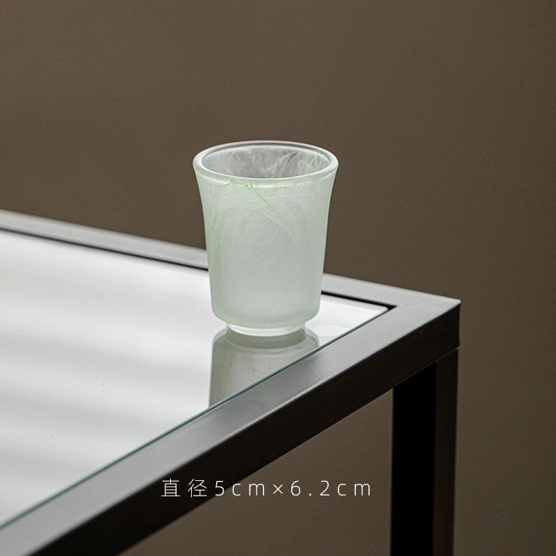 Handmade Glazed Glass Tea Cup Ink Painting Style Kung Fu Tea Set for Women Home Office Gift 50ml
