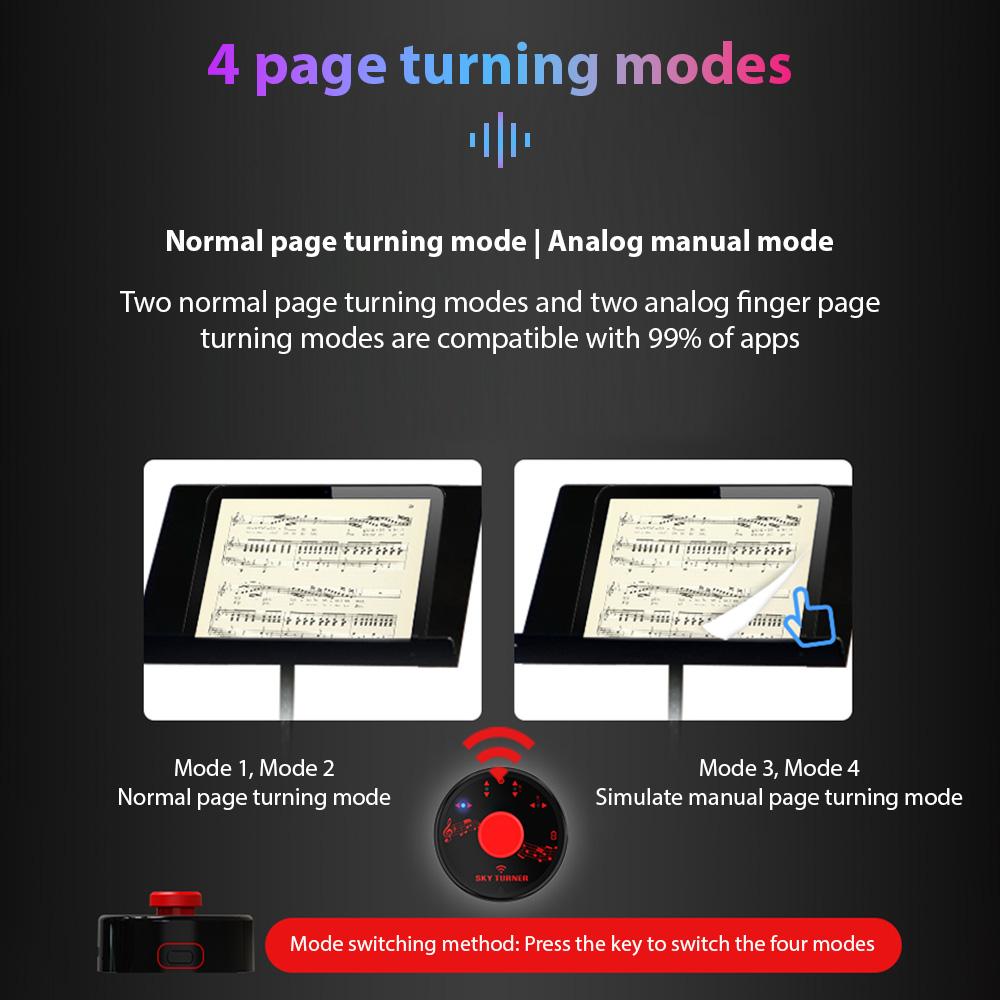 Wireless Page Turner Pedal Portable Mini Music Page Turner for Tablets Smartphones Multimedia Remote Control Devices