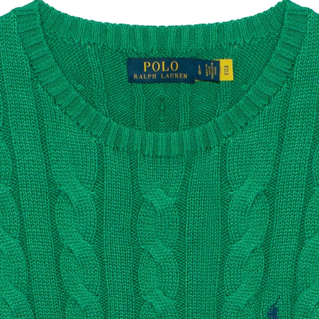 Polo Ralph Lauren Ss22 Solid Color Logo Embroidered Cable Knit Sweater Men Sweater Green 710775885-042